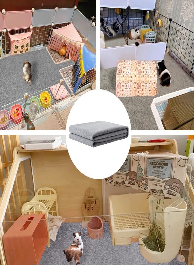 GINIDEAR Guinea Pig Cage Liner, 2 Pack - Washable, Reusable, Leakproof Fleece Bedding Pads for Small Animals with Anti-Slip Bottom - for Midwest Cage 24''X47'' Area, Gray - Image 5